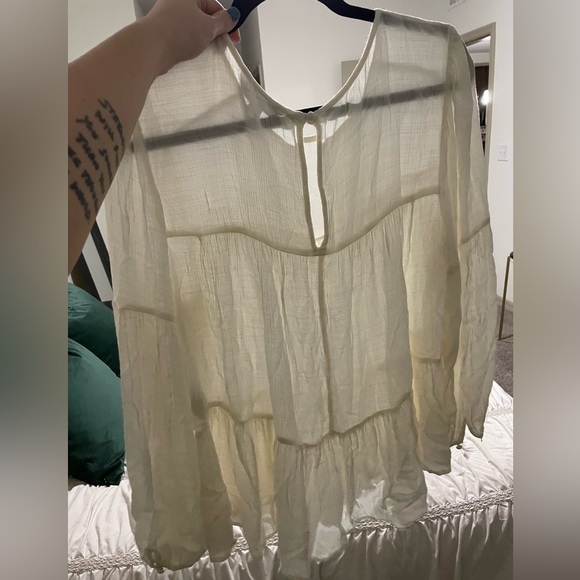 American Eagle Tunic Top - Cream, Long-Sleeved Boho Top - Picture 3 of 4